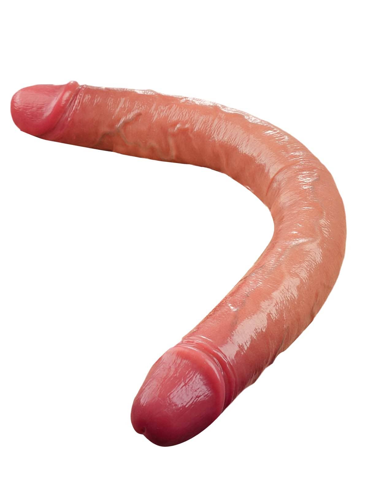 19" * 1.8" Vibrating Double Ended Sliding Skin Dildo 10 Vibration - Rechargeable Remote Controller - S/M/L Size