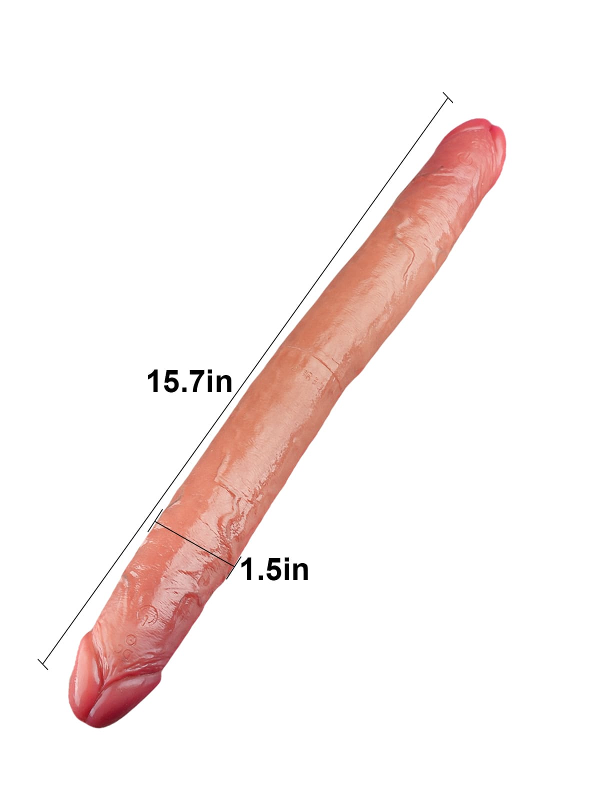19" * 1.8" Vibrating Double Ended Sliding Skin Dildo 10 Vibration - Rechargeable Remote Controller - S/M/L Size