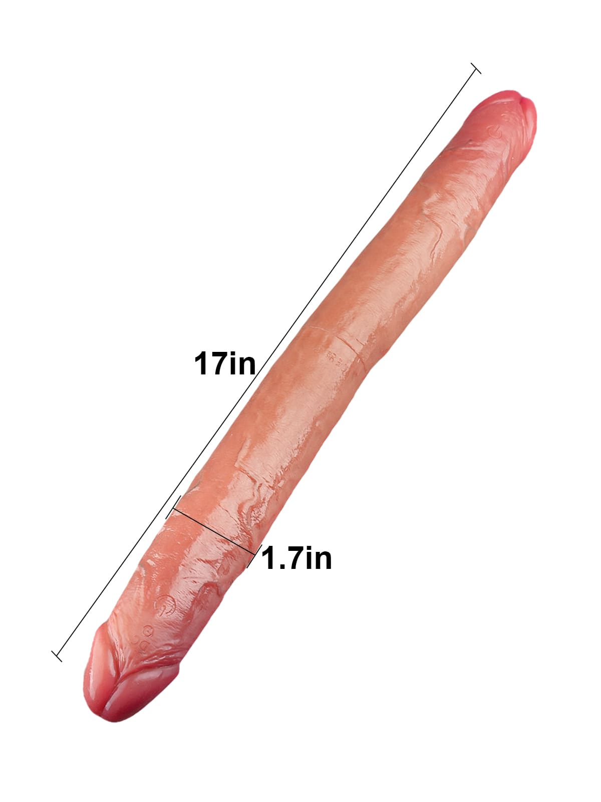 19" * 1.8" Vibrating Double Ended Sliding Skin Dildo 10 Vibration - Rechargeable Remote Controller - S/M/L Size