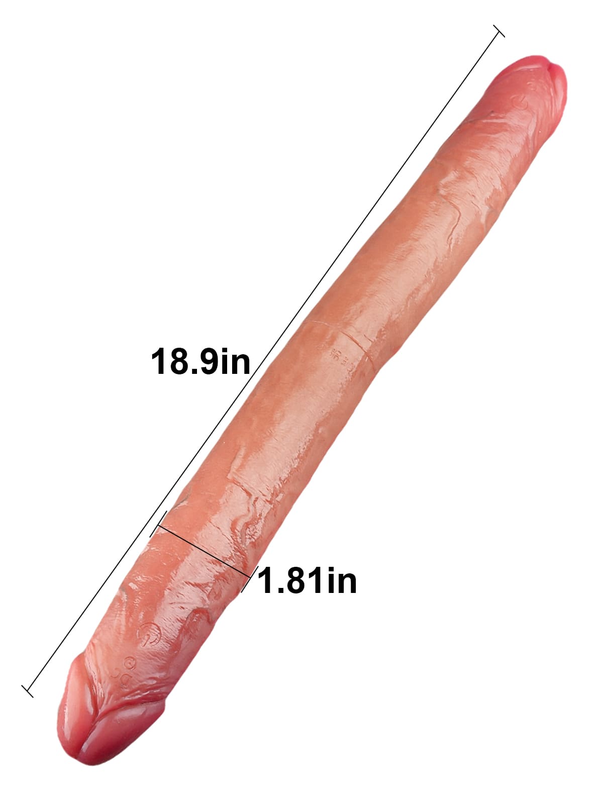 19" * 1.8" Vibrating Double Ended Sliding Skin Dildo 10 Vibration - Rechargeable Remote Controller - S/M/L Size