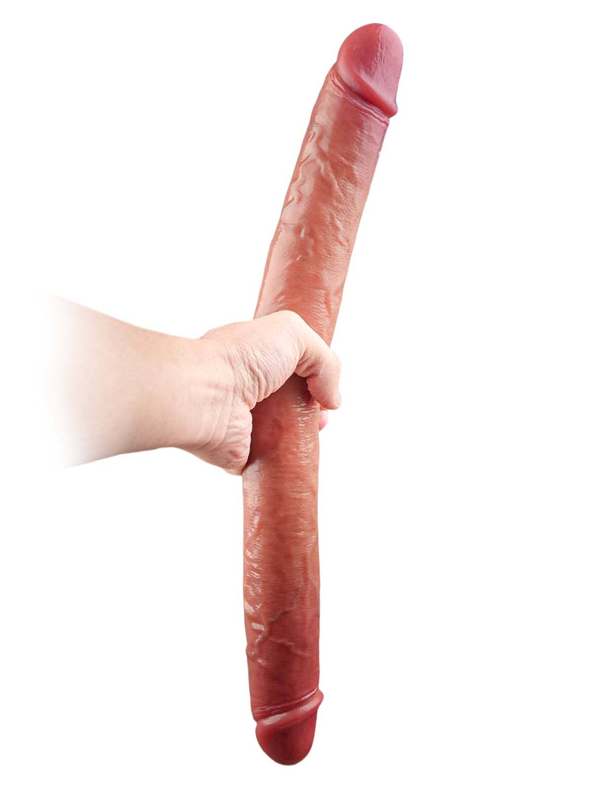 19" * 1.8" Vibrating Double Ended Sliding Skin Dildo 10 Vibration - Rechargeable Remote Controller - S/M/L Size