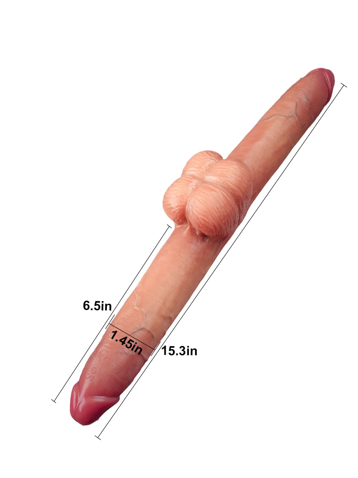 19" * 1.8" Vibrating Double Head Sliding Skin Dildos With Balls 10 Vibration - Rechargeable Remote Controller - S/M/L Size