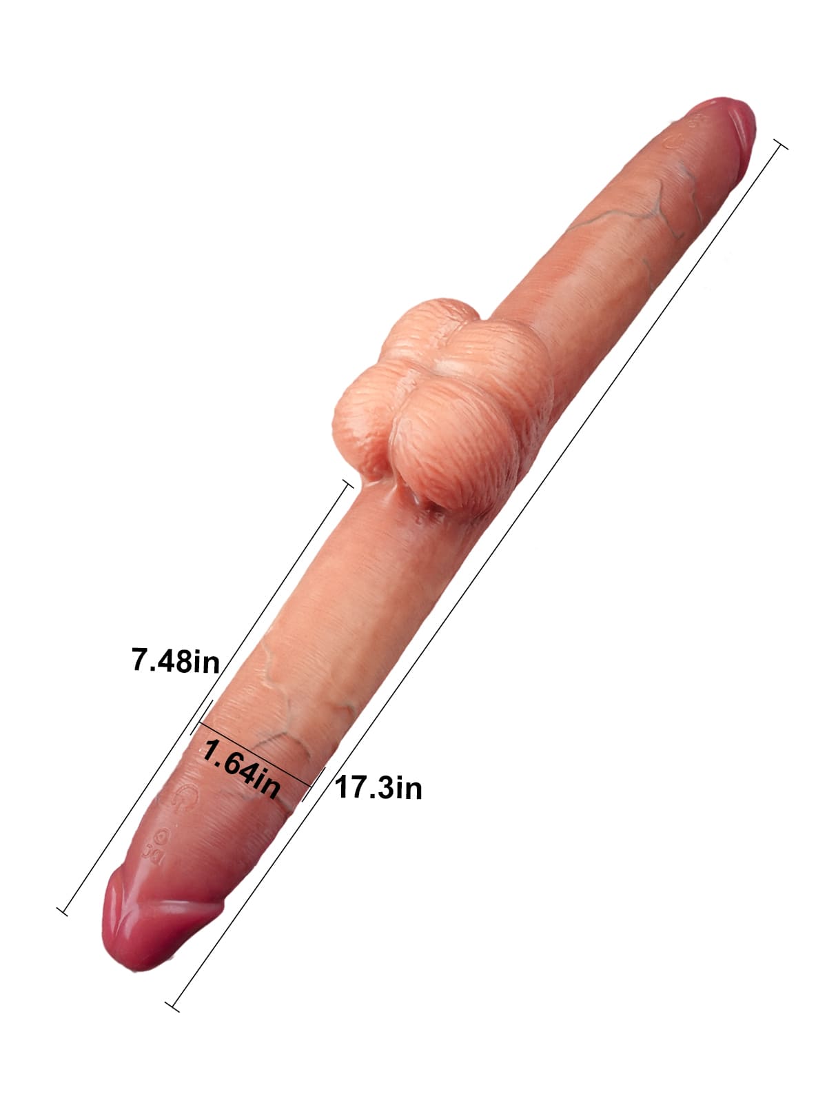 19" * 1.8" Vibrating Double Head Sliding Skin Dildos With Balls 10 Vibration - Rechargeable Remote Controller - S/M/L Size