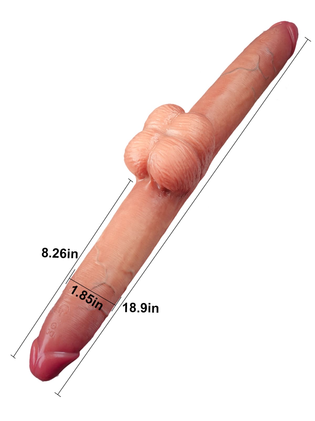 19" * 1.8" Vibrating Double Head Sliding Skin Dildos With Balls 10 Vibration - Rechargeable Remote Controller - S/M/L Size