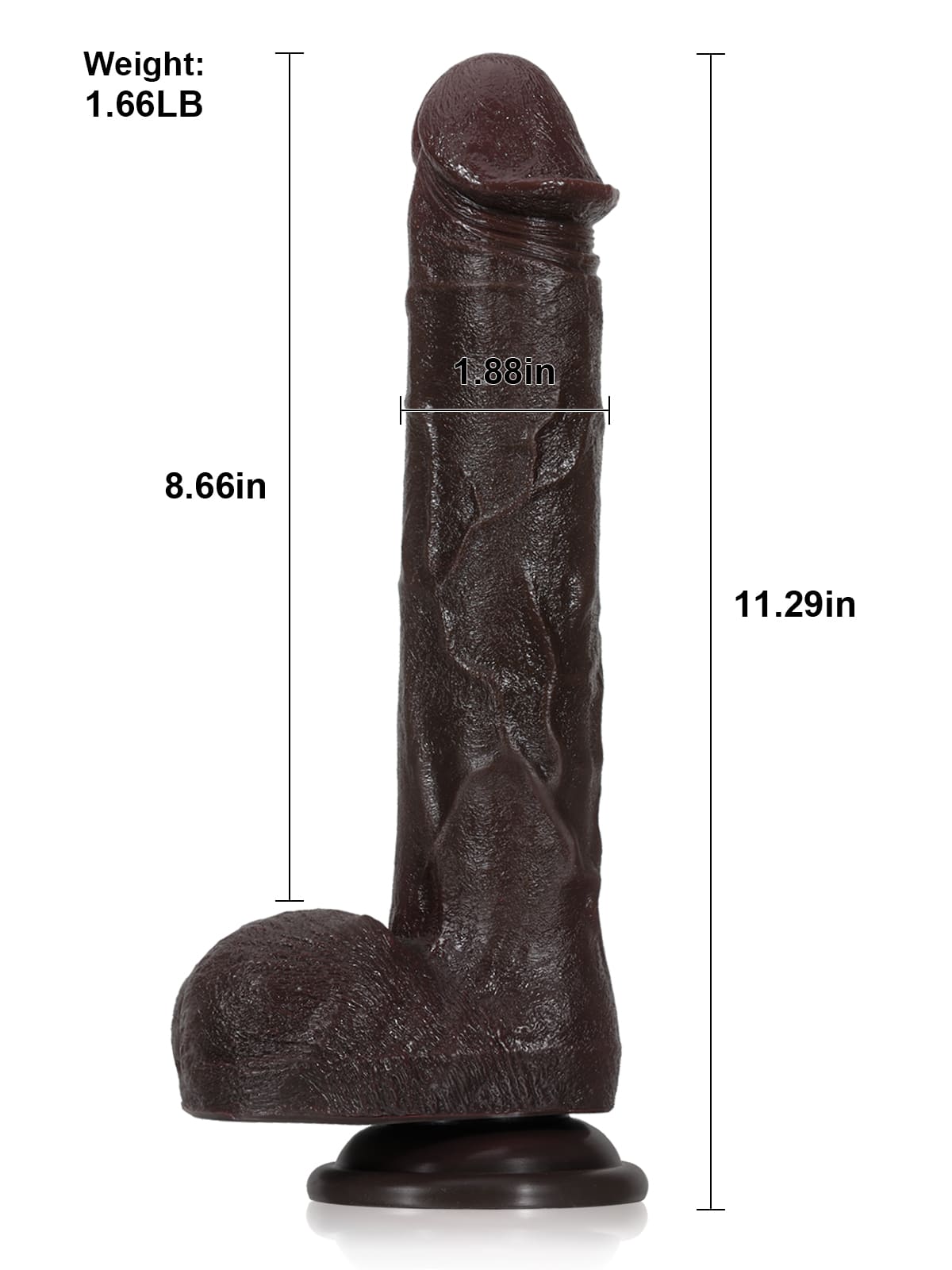 Adrian 11" x 1.9" Black Big Vibrating Thrusting Dildo 7 Modes Thrusting & 3 Modes Vibrating