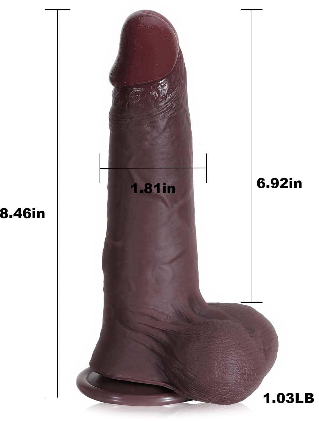 Billy 8.4” x 1.8” Black Sliding Skin Dildo With Moving Balls