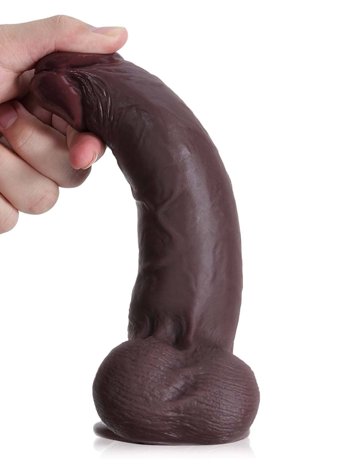 Billy 8.4” x 1.8” Black Sliding Skin Dildo With Moving Balls