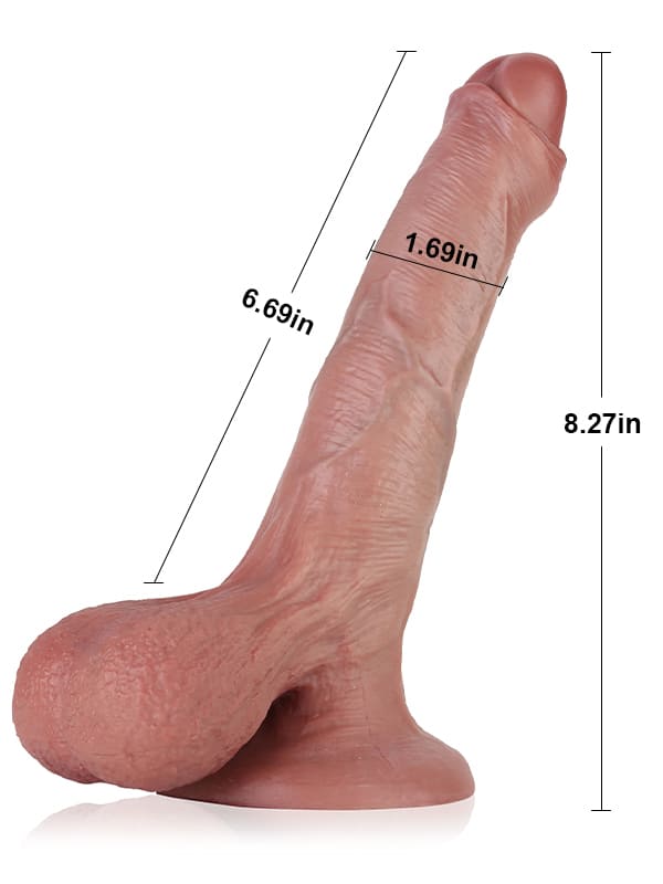 Chris 8.7" x 1.6" Dildo Foreskin With Swinging Saggy Balls Uncircumcised Dildo