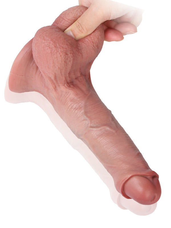 Chris 8.7" x 1.6" Dildo Foreskin With Swinging Saggy Balls Uncircumcised Dildo