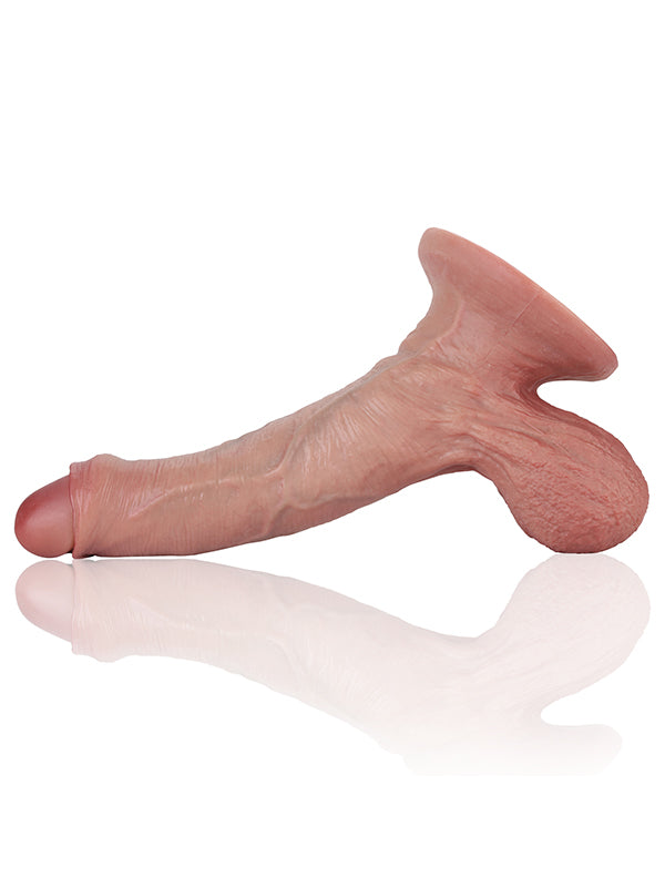 Chris 8.7" x 1.6" Dildo Foreskin With Swinging Saggy Balls Uncircumcised Dildo