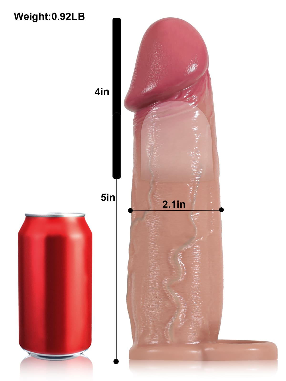 9” x 2.1” Sliding Skin Realistic Big Cock Sleeve