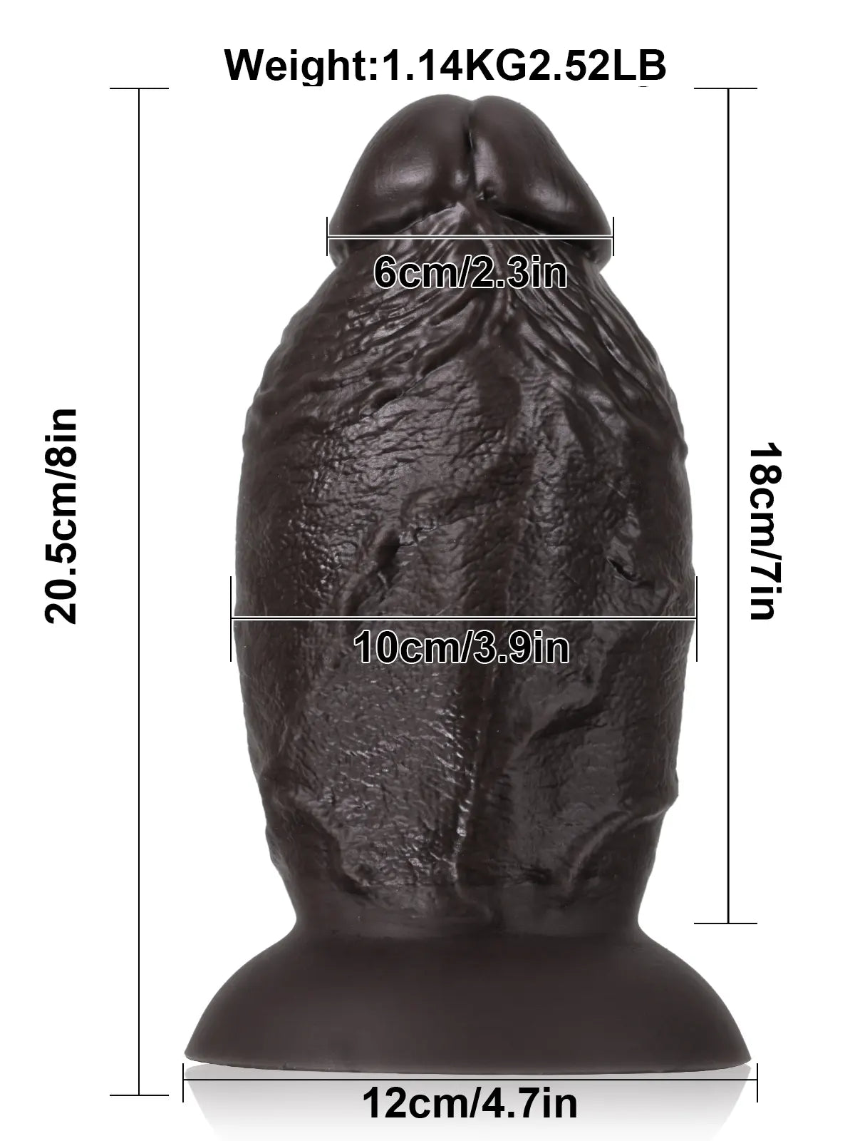 Darius 8" x 4" Super Chubby Thick Shaft Black Anal Dildo