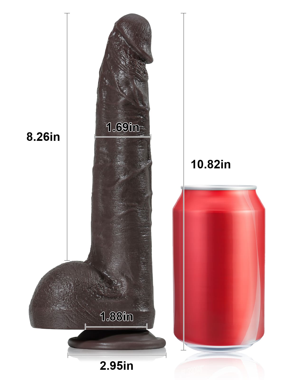10" x 1.6" Huge Black Dual Density Dildo