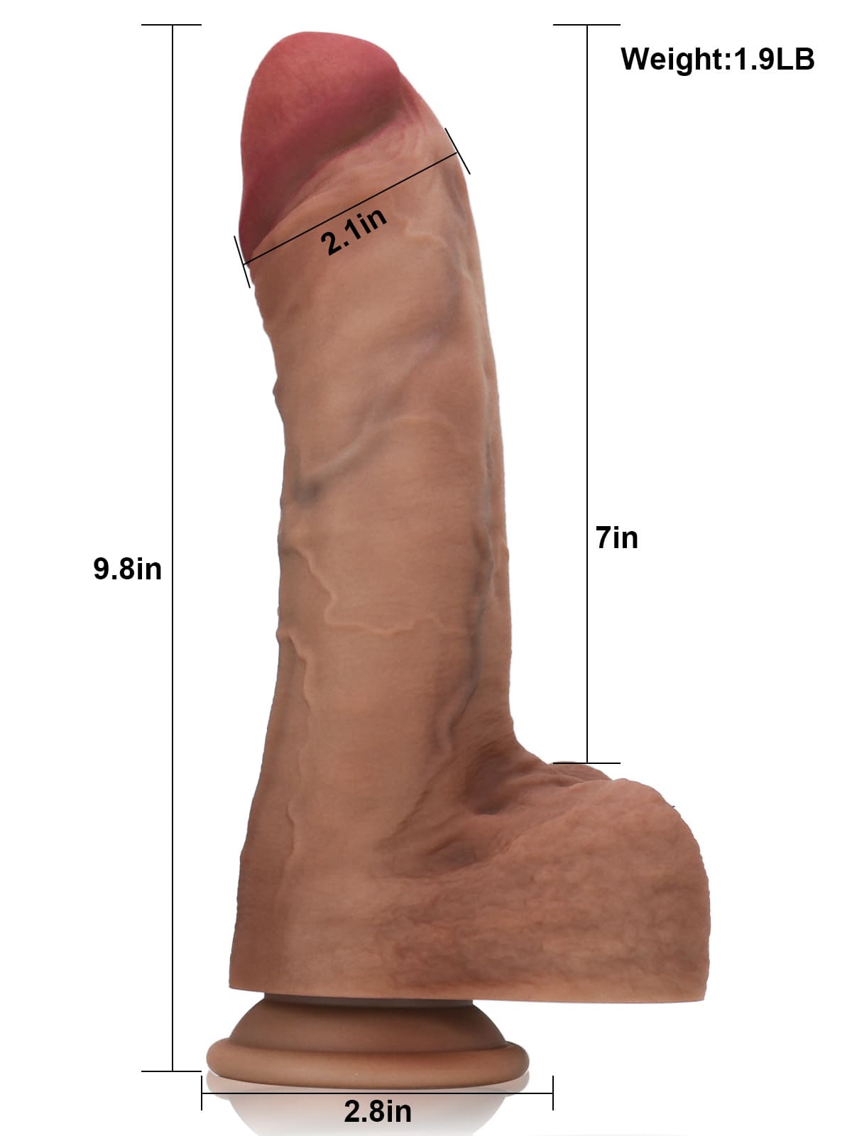 Elliot 9.8" X 2.1" Brown Huge Thick Realistic Curved Dildo