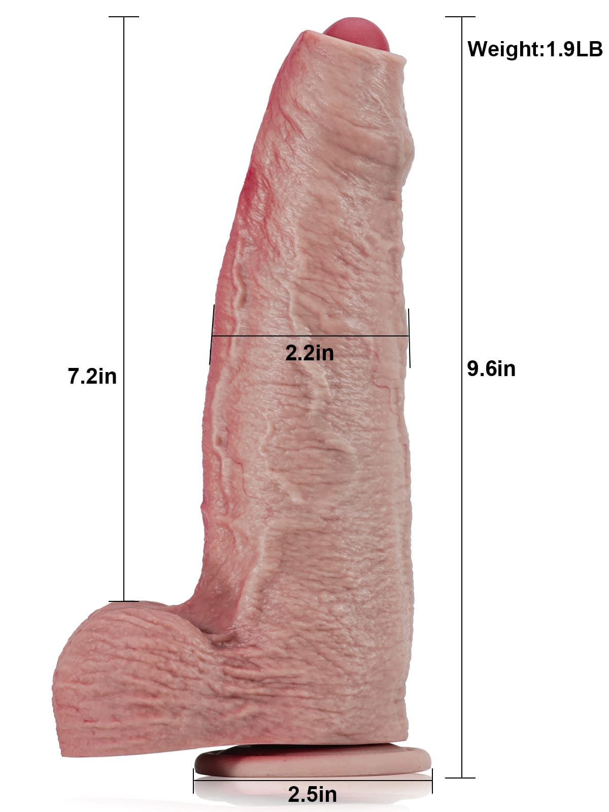 Ethan 9.6" X 2.2" Thick Sliding Skin Dildo With Foreskin