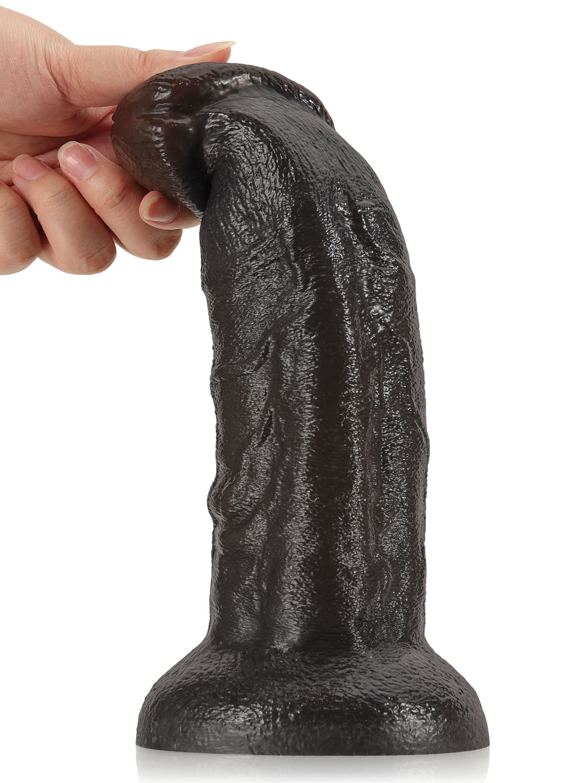 Fisher 10" X 2.3" Black Curved Dildo G Spot Suction Cup Dildo No Balls (XL Size)