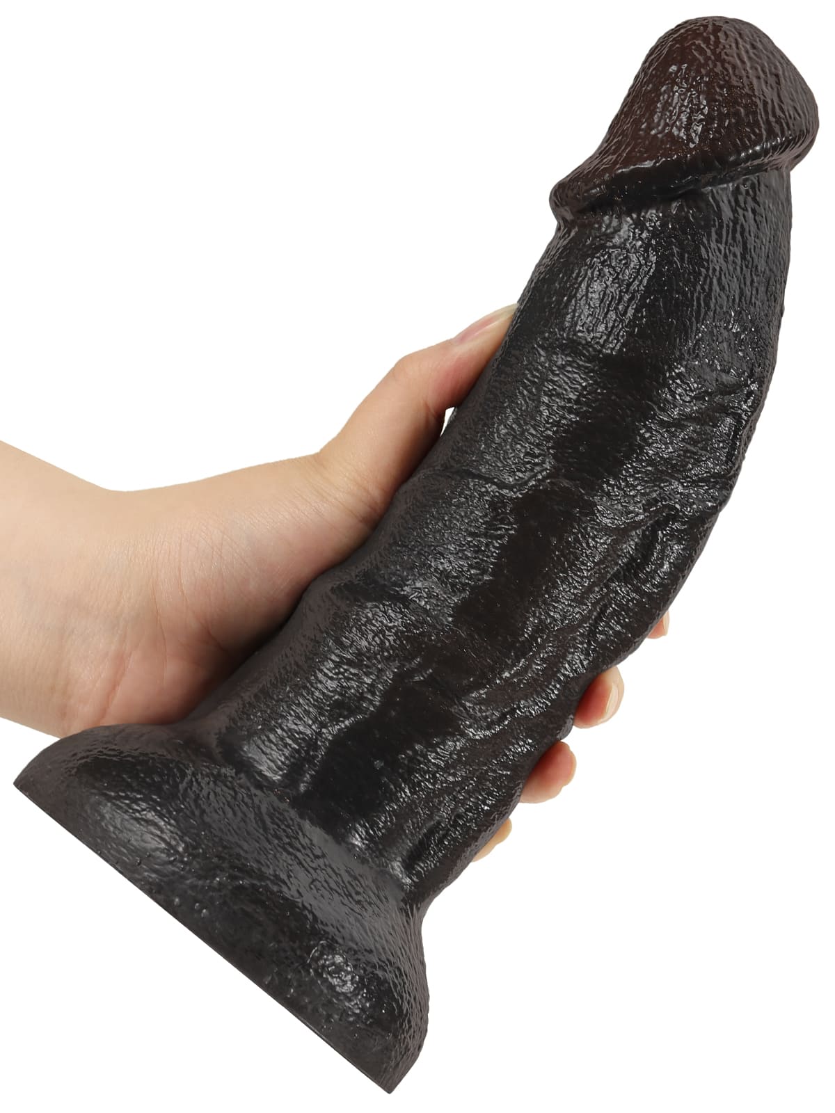 Fisher 10" X 2.3" Black Curved Dildo G Spot Suction Cup Dildo No Balls (XL Size)