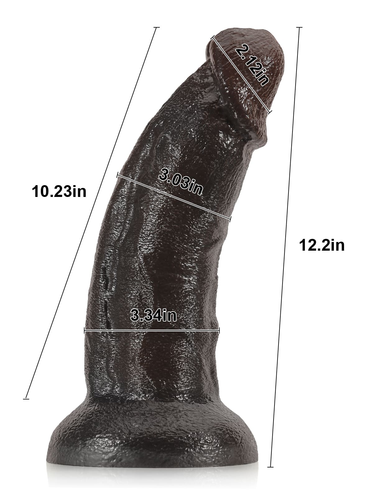 Fisher 12" X 3" Large Curved Dildo G Spot Suction Cup Dildo No Balls (XXL Size)