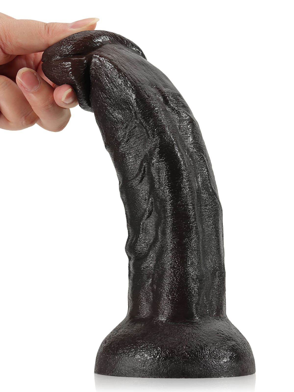 Fisher 8" X 1.9" Black Curved Dildo G Spot Realistic Dildo No Balls (L Size)