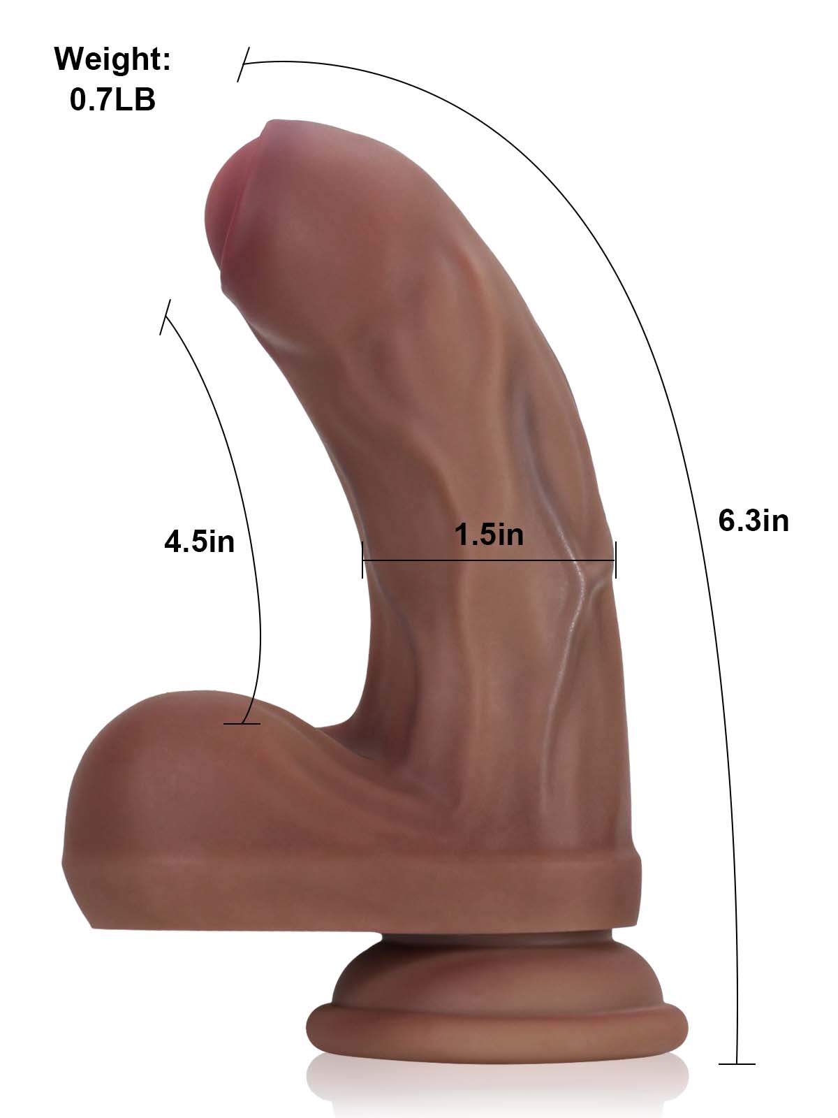 GIGI 6.3" X 1.5" Foreskin Curved Dildo Small Uncircumcised Dildo