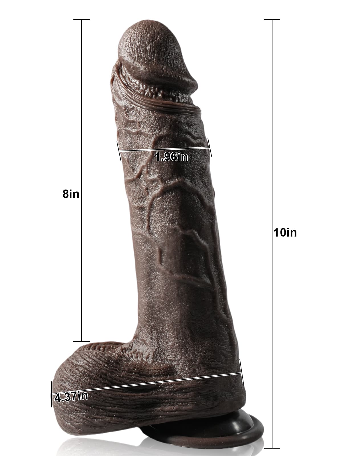 Grey 10" x 1.9" Black 7 Modes Thrusting & 3 Modes Vibrating Dildo