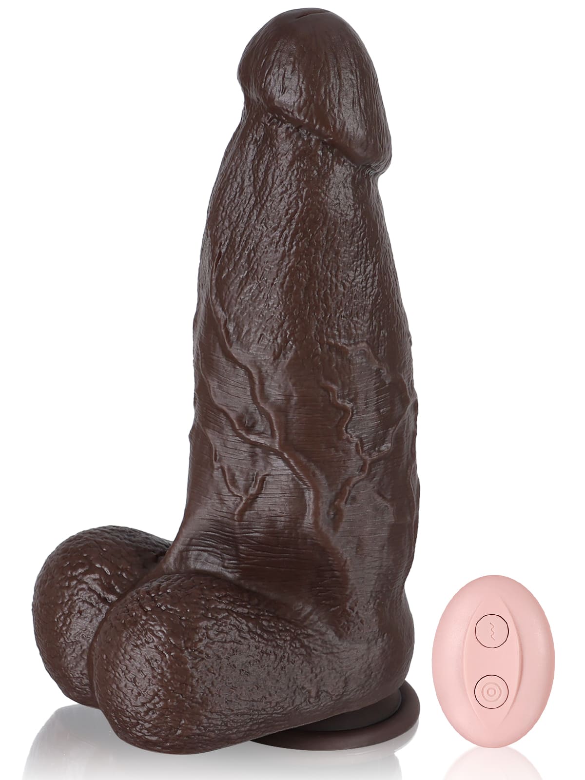 Jack 9.2" x 2.7" Black Girthy Vibrating Dildo Large Thick Strongest 10 Frequencies