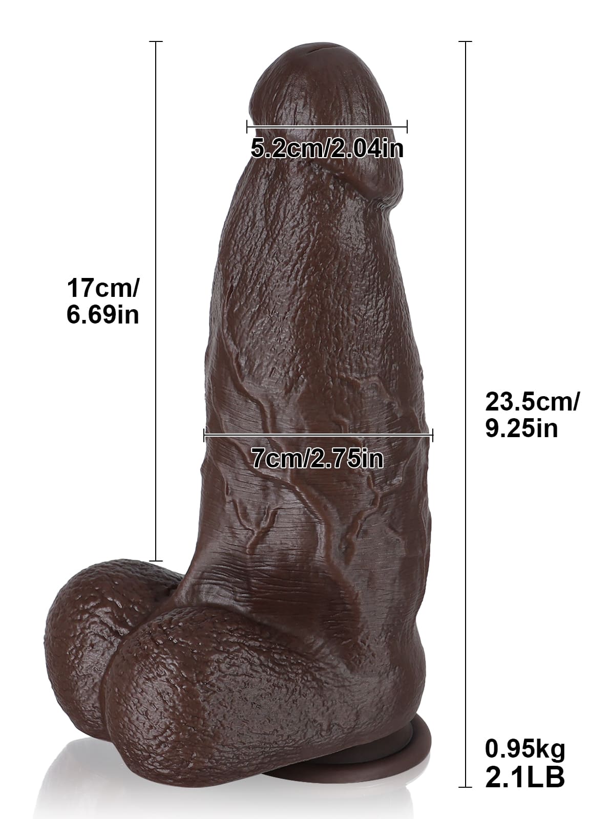 Jack 9.2" x 2.7" Black Girthy Vibrating Dildo Large Thick Strongest 10 Frequencies