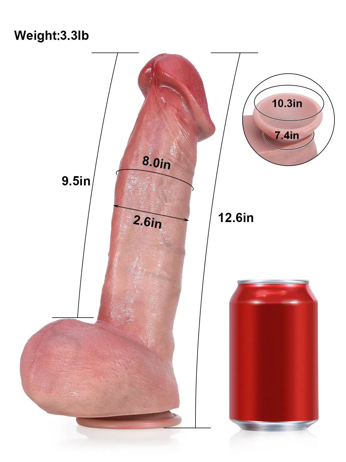 12.6" x 2.6" - XXL Size G Spot Flesh Curved Dildo With Metal Keel Bendable