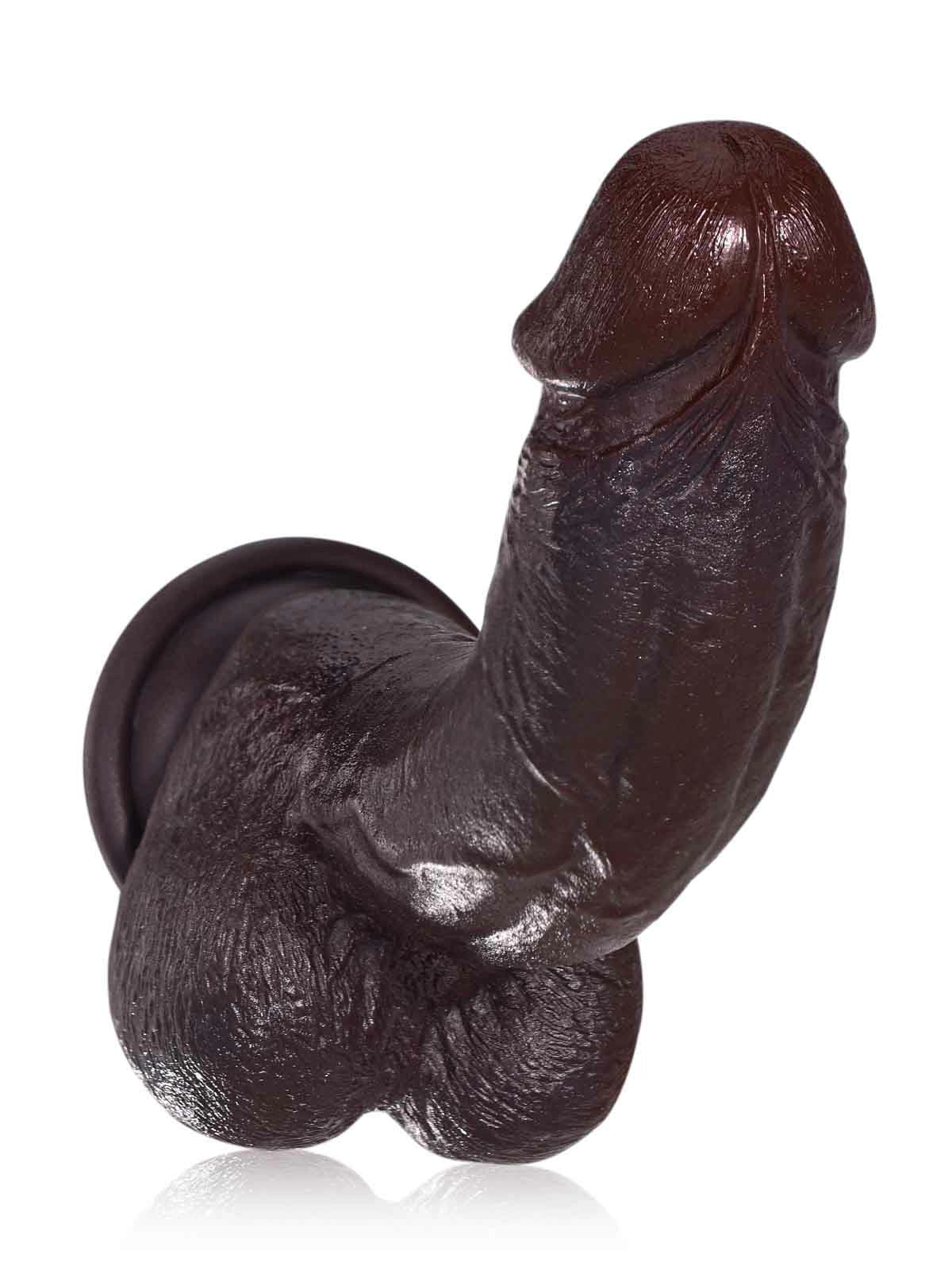 Jake | 8.3" x 1.7" - G Spot Flesh Curved Black Dildo With Metal Keel Bendable