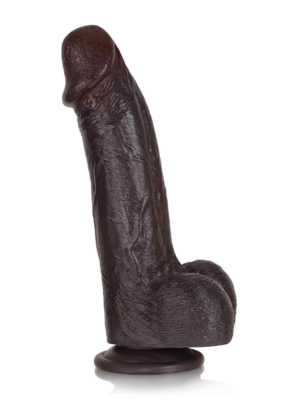 Jake | 8.3" x 1.7" - G Spot Flesh Curved Black Dildo With Metal Keel Bendable