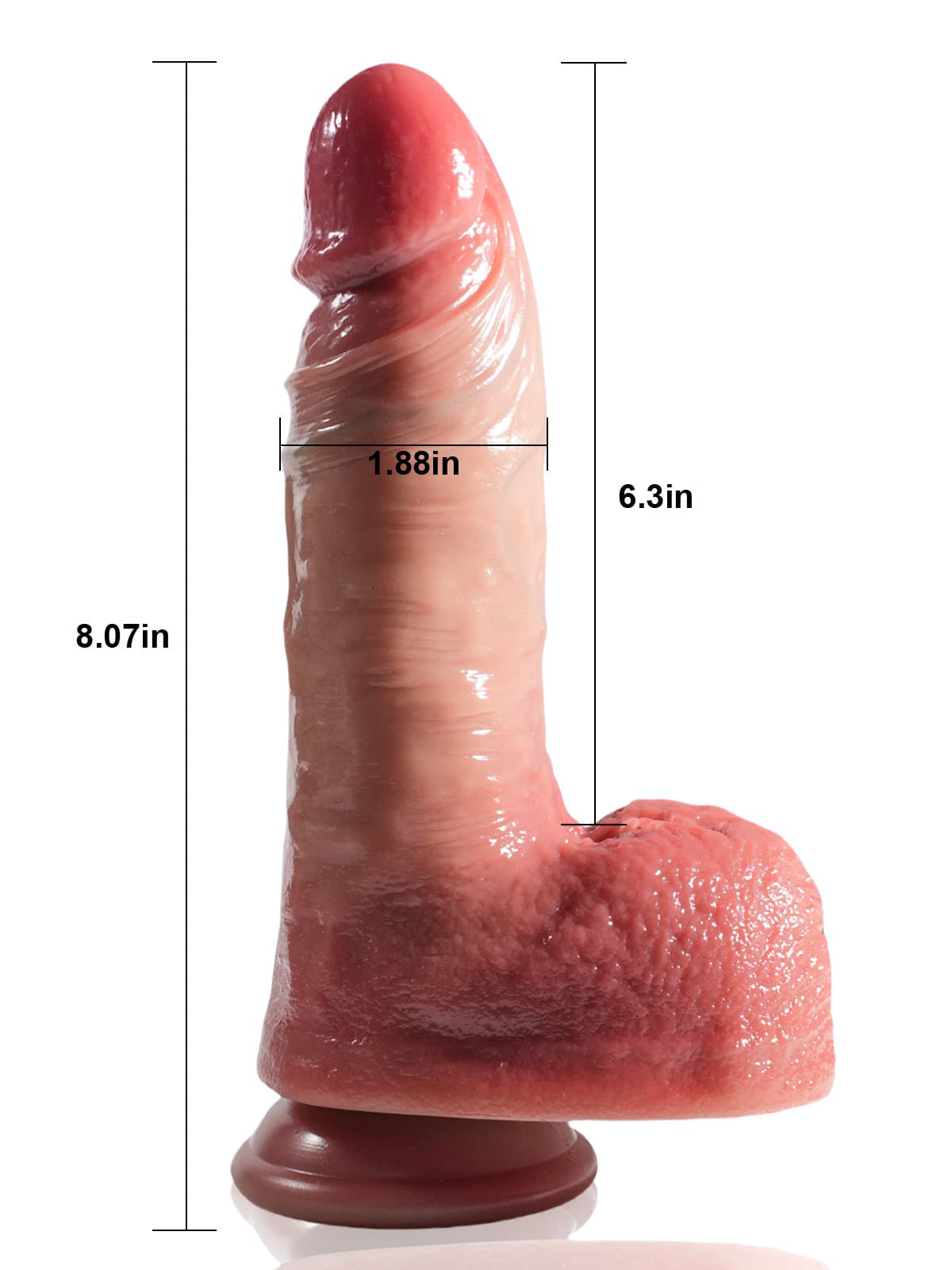 8" x 1.8" Life Like Vibrating Thrusting Dildo 7 Modes Thrusting & 3 Modes Vibrating