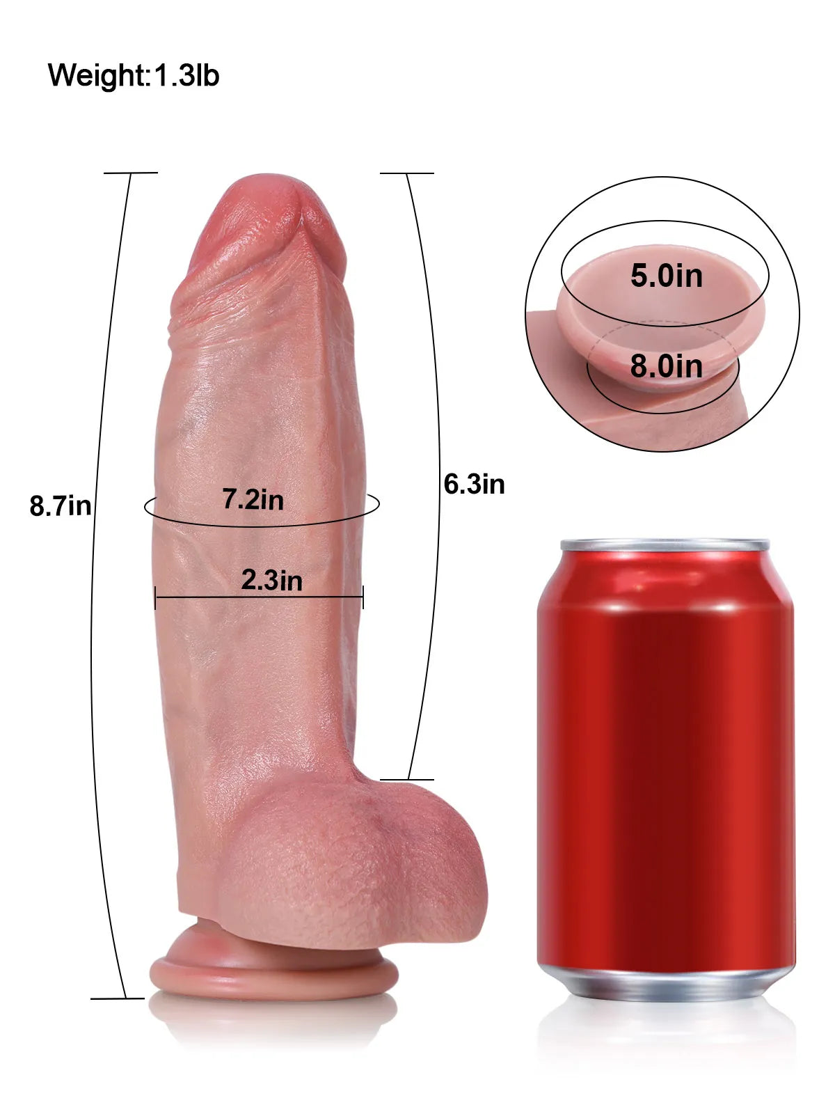 8.7" x 2.3" - Realistic Soft Flesh Like Thick Short Fat Dildo