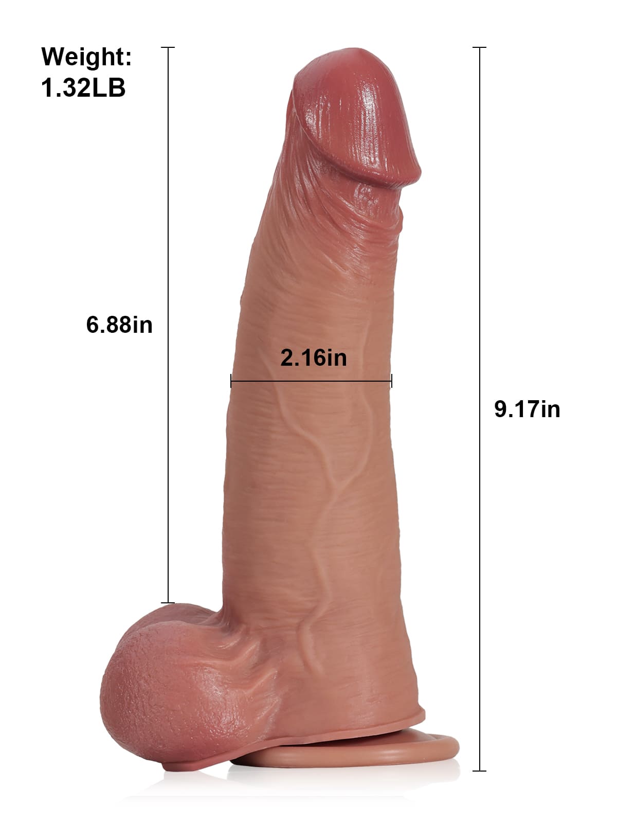 Joshua 9" x 2" Black Soft Skin Thick Sliding Skin Dildo With Moving Balls