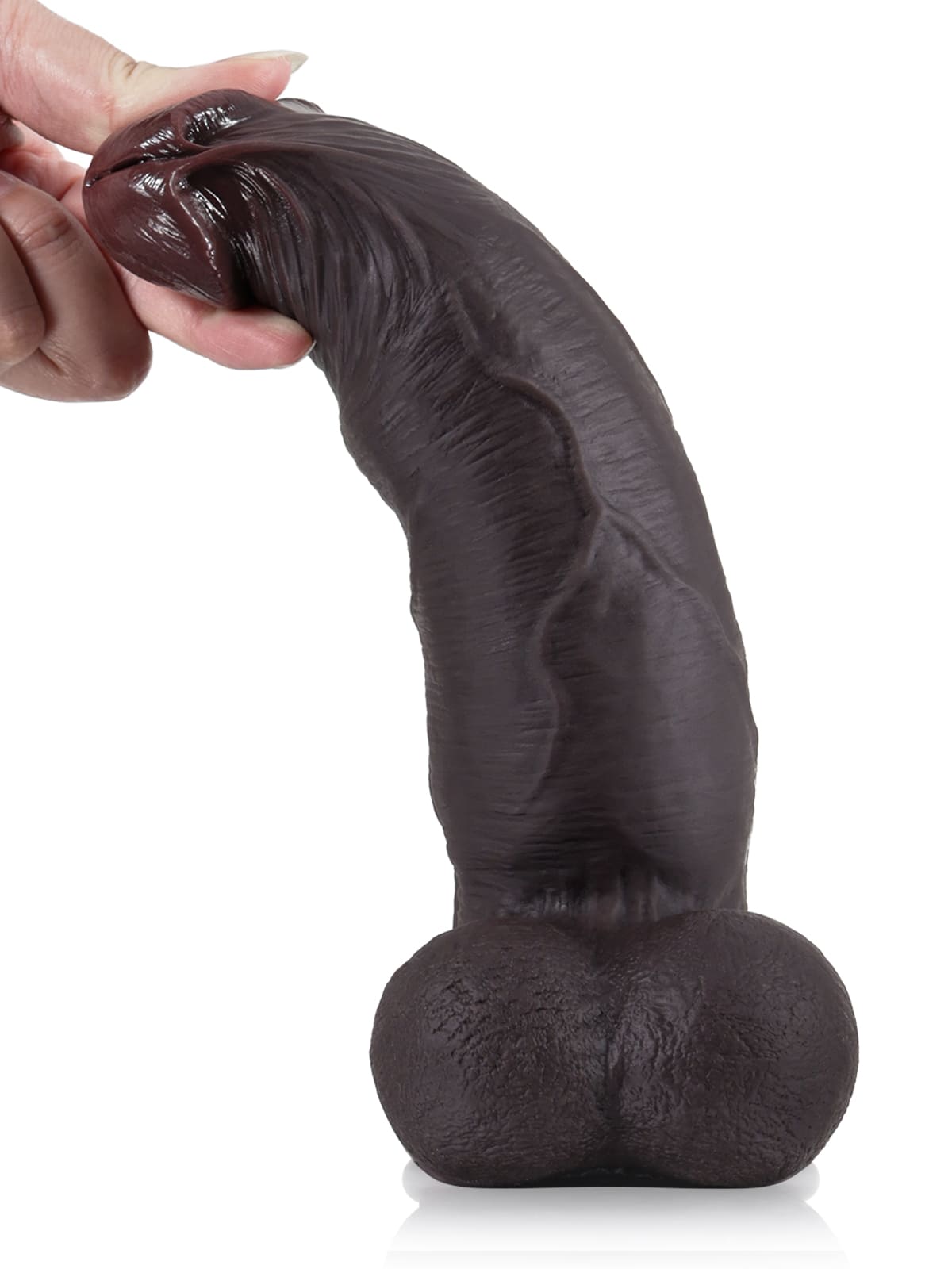 Joshua 9" x 2" Black Soft Skin Thick Sliding Skin Dildo With Moving Balls