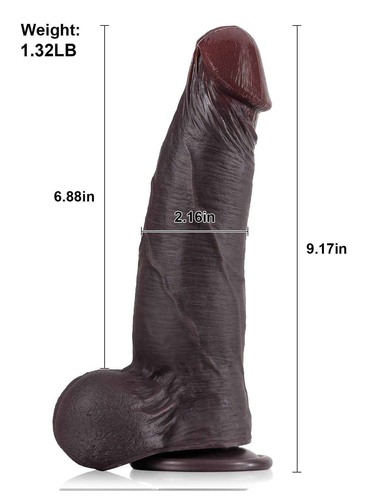 Joshua 9" x 2" Black Soft Skin Thick Sliding Skin Dildo With Moving Balls
