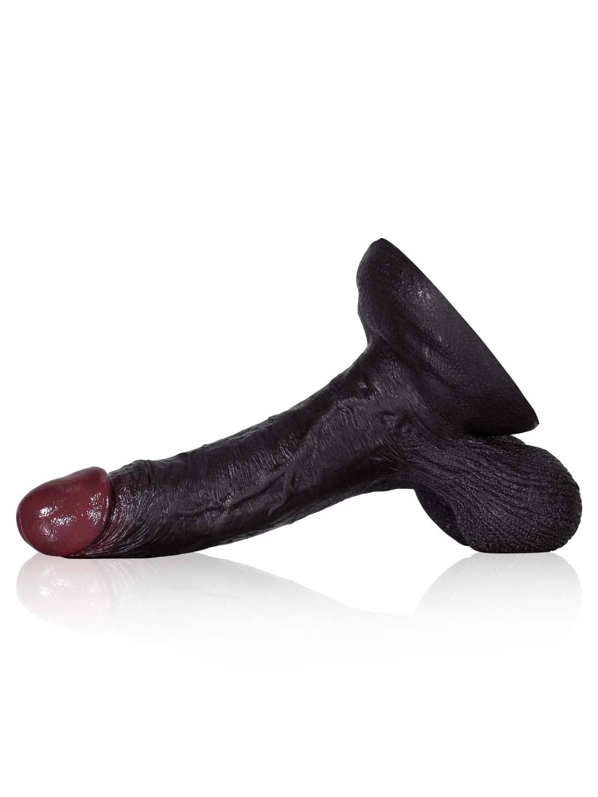 7.6" x 1.7" Black Realistic Dildo With Hanging Moving Balls