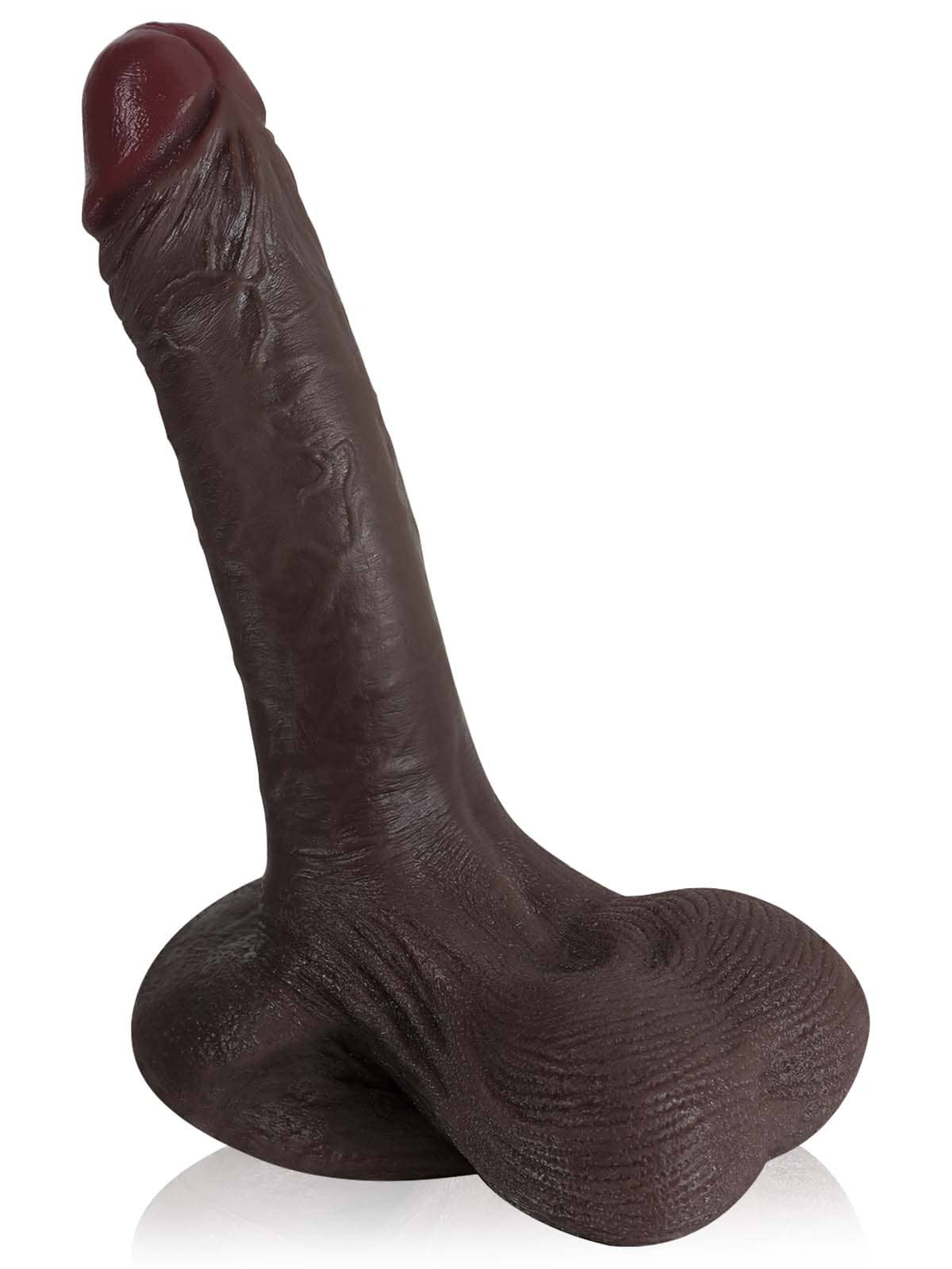 Kevin 9" x 1.9" Black Ultra Realistic Dildo With Hanging Moving Balls