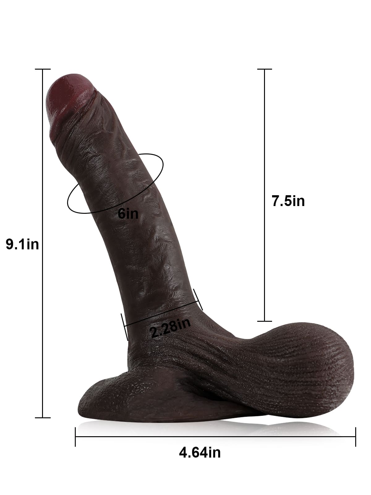Kevin 9" x 1.9" Black Ultra Realistic Dildo With Hanging Moving Balls