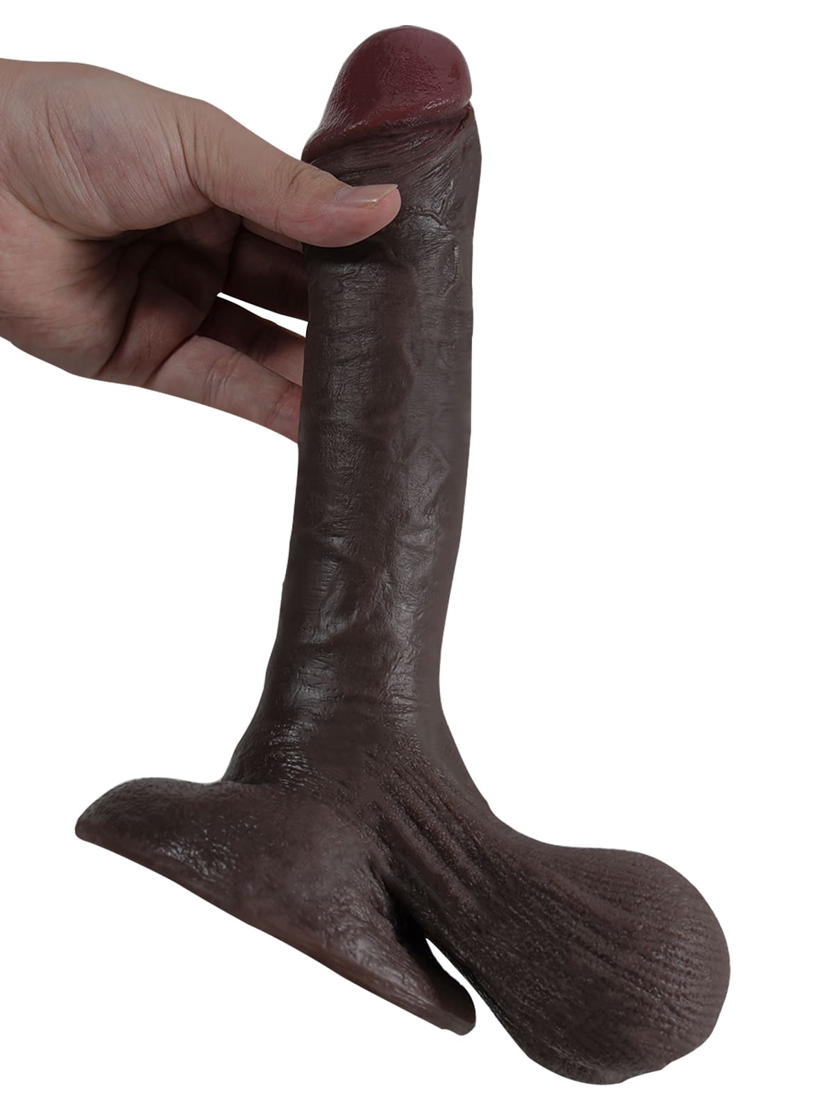 Kevin 9" x 1.9" Brown Ultra Realistic Dildo With Hanging Moving Balls