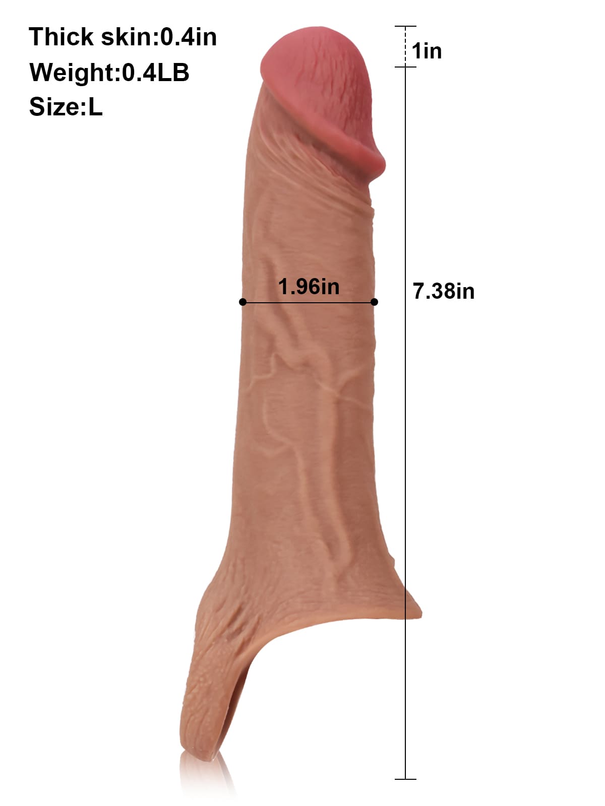 7.5” x 1.8” Perfect Length Girth M/L Size Penis Sleeve With Ejaculatory Hole