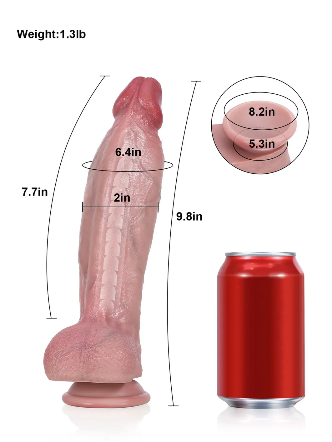 9.8" x 2" - Long Keel Dildo with Tapered Head and Suction