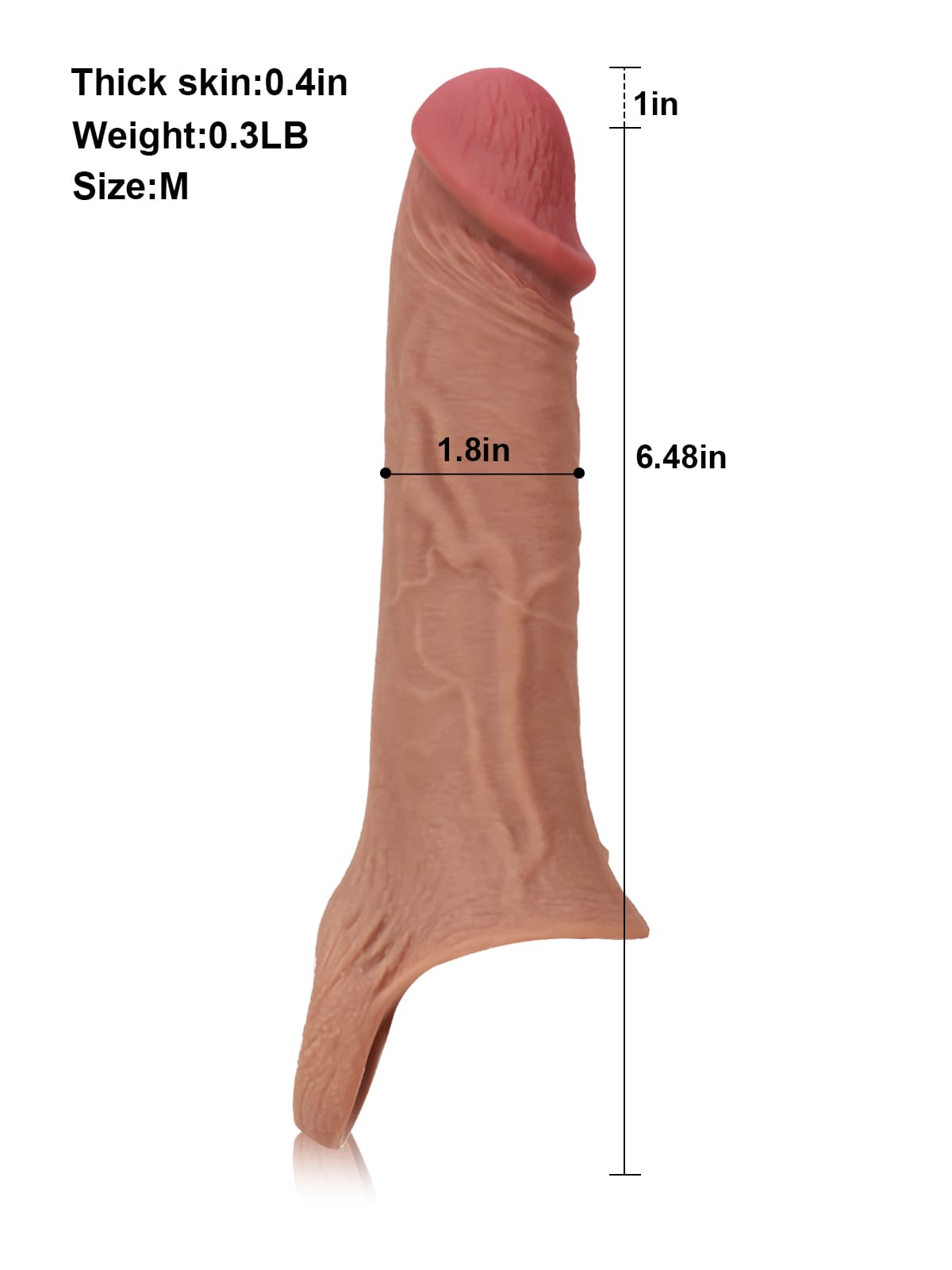 7.5” x 1.8” Perfect Length Girth M/L Size Penis Sleeve With Ejaculatory Hole