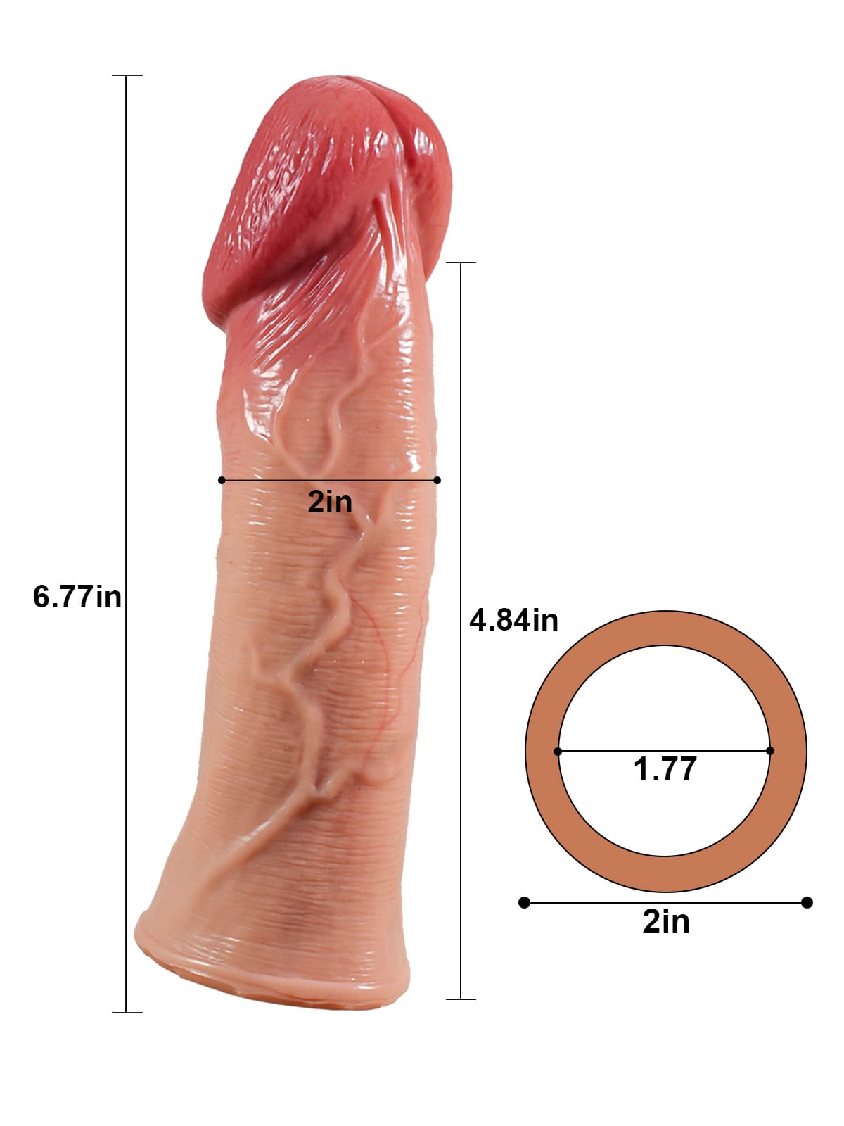 Big Glans Penis Sleeve 6.7 Inch Extender 2 Inch