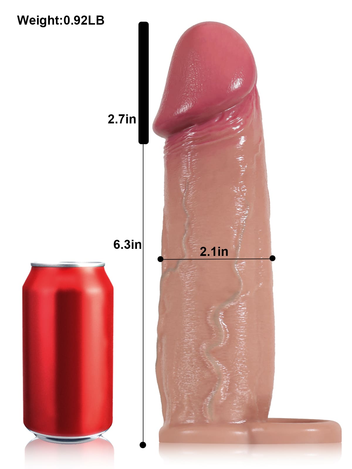 9” x 2.1” Sliding Skin Realistic Big Cock Sleeve