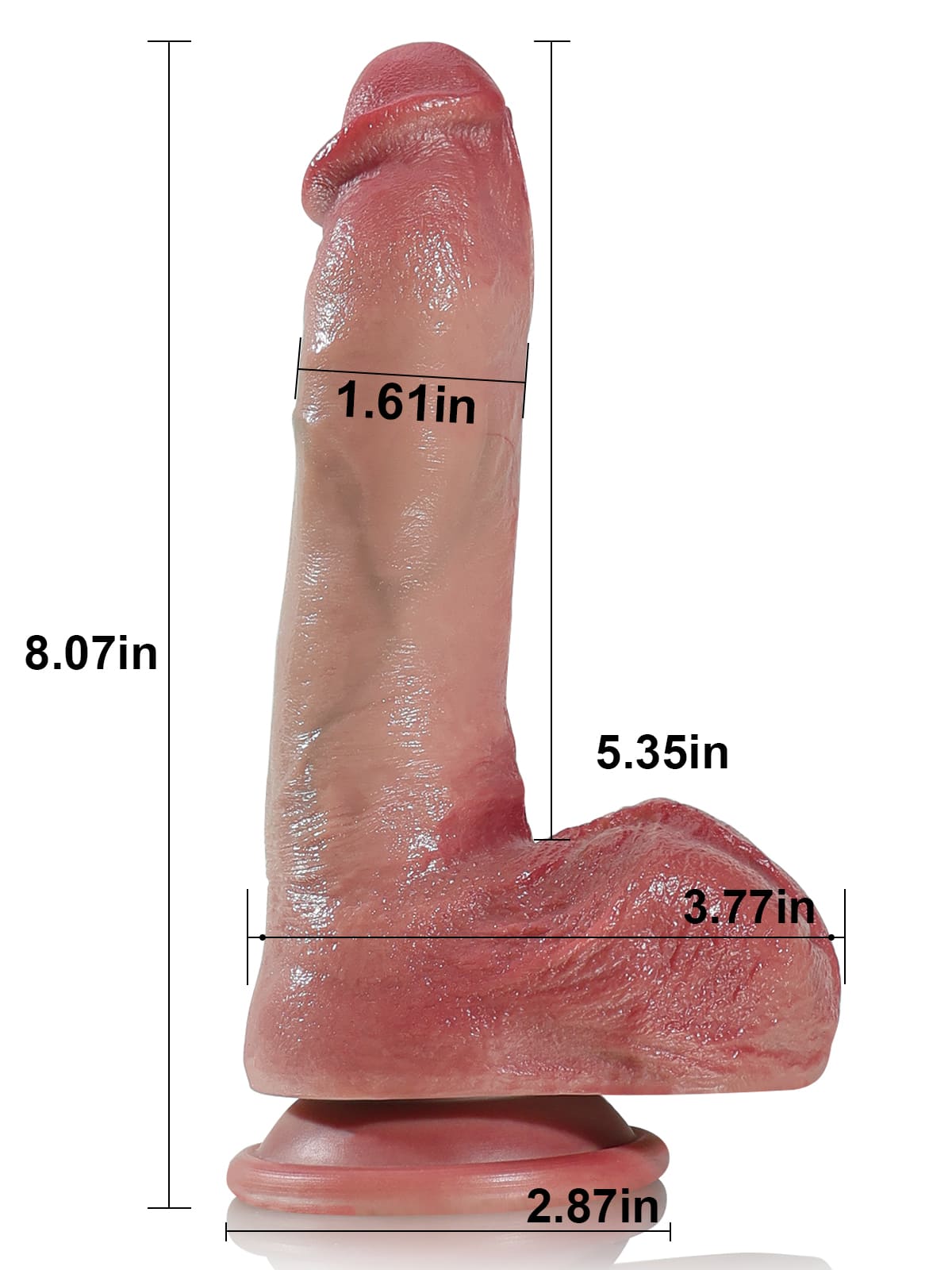 Pixie 5” x 1.6” Flesh Skin Small Curved Realistic Dildo With Big Ball