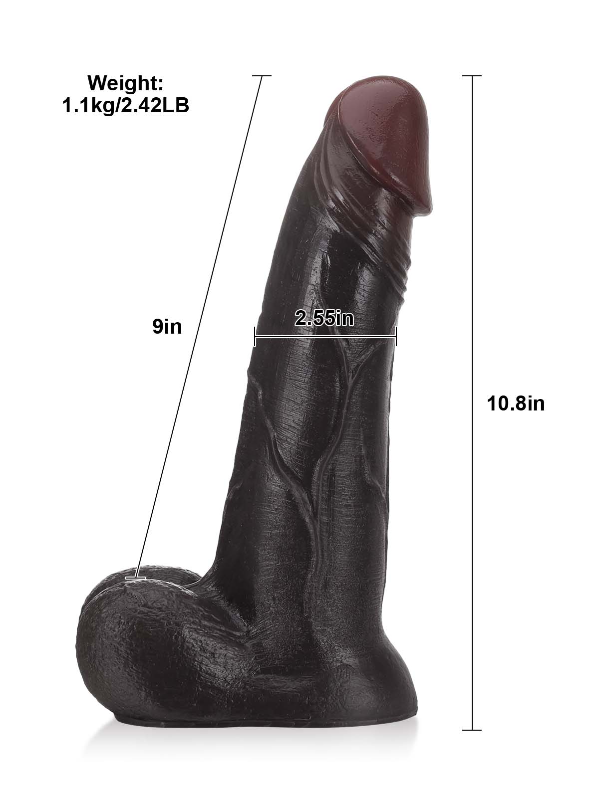 Raptor 10" x 2.5" Sliding Skin Vac-U-Lock BBC Dildo With Moving Balls & Suction Cup