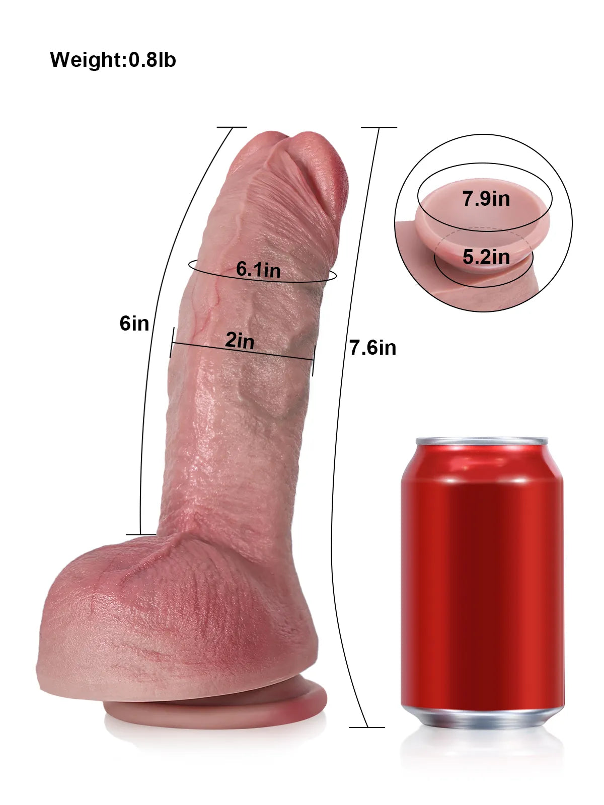 7.6" x 2" - Flesh G Spot Thick Curved Dildo Best For Women