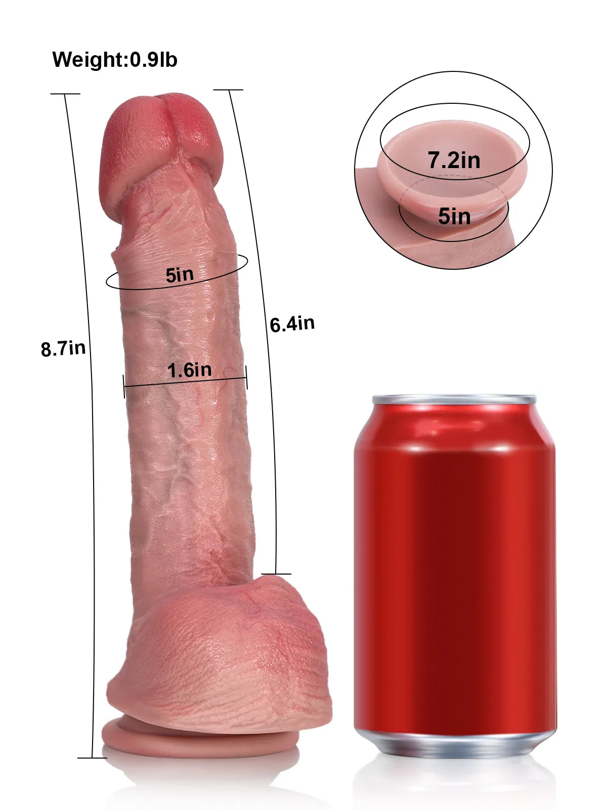 8.7" x 1.6" - Real Feeling Big Mushroom Head Glans Dildo