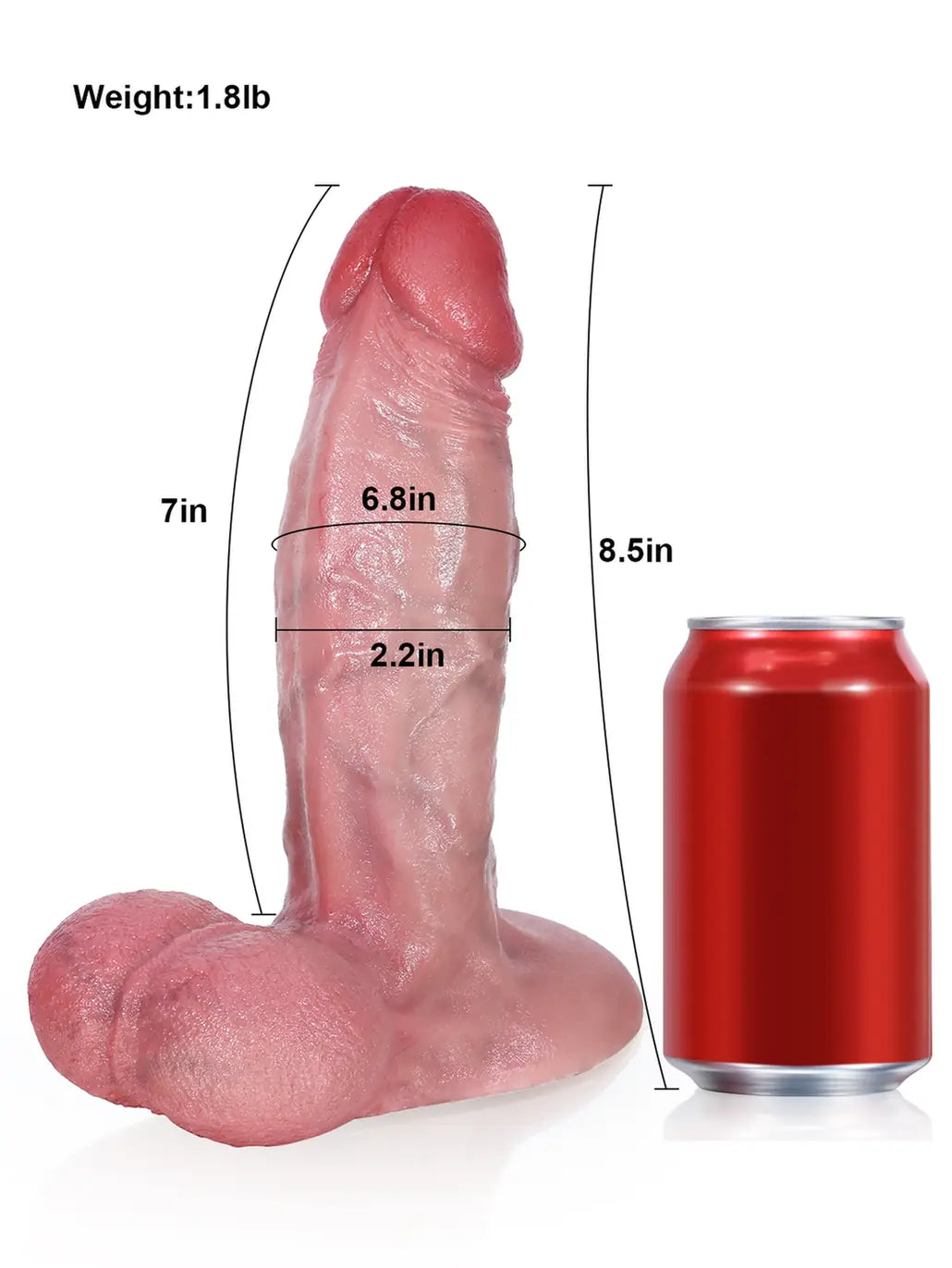 8.5" x 2.2" Tapered Curved Dildo with Raised Ridge and Veins
