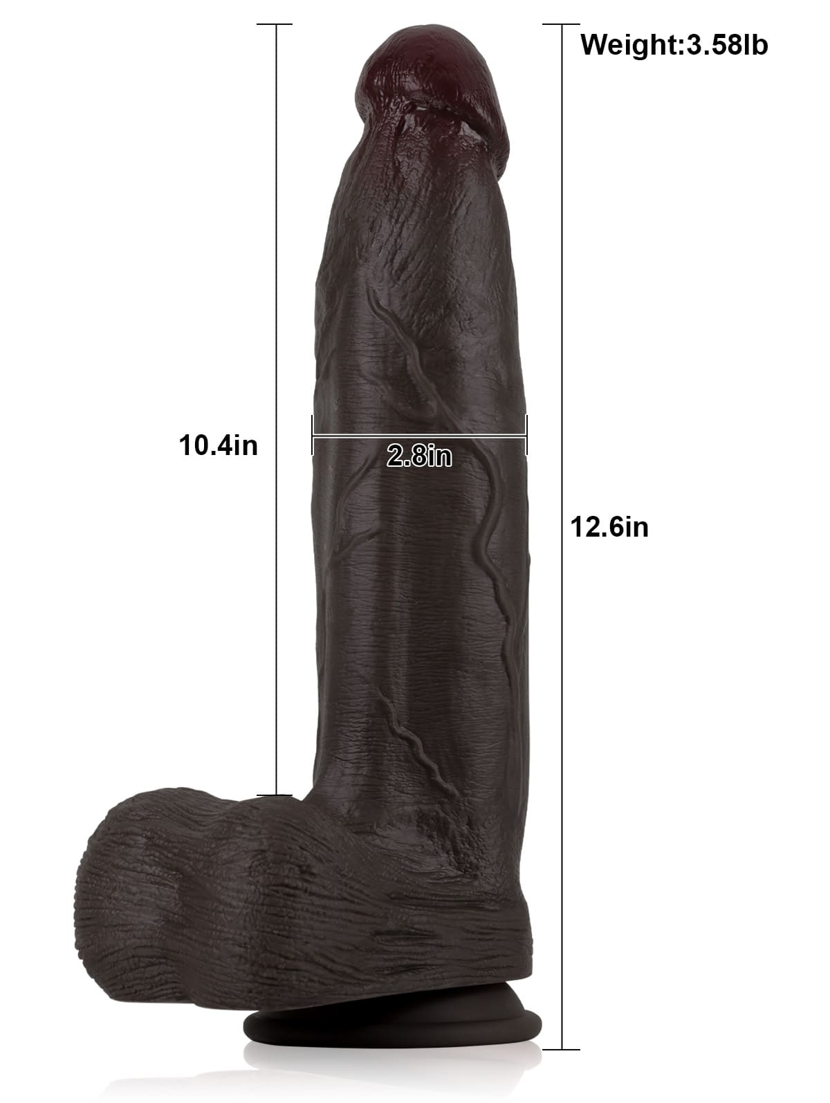 Henry 12" X 2.8" Dual Density Silicone Huge & Thick Realistic Black Dildo